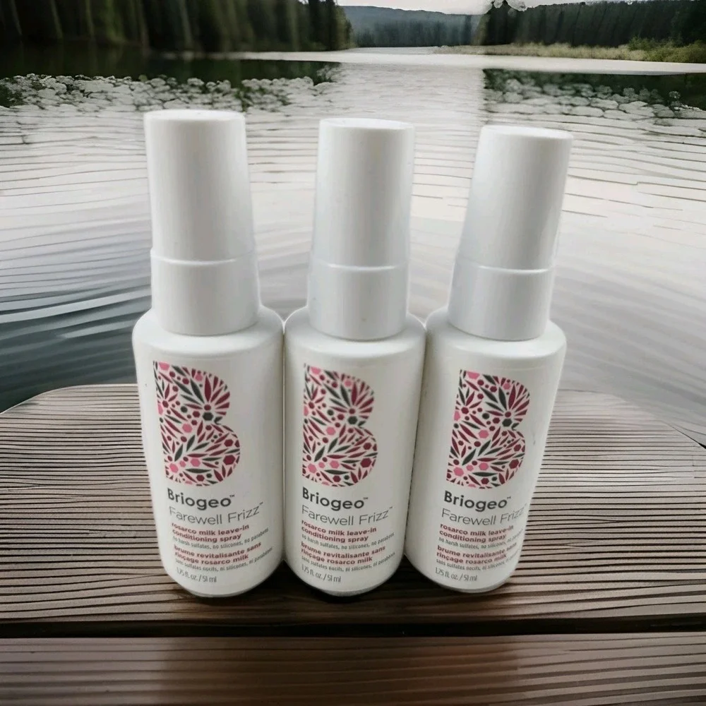 Set 3 Briogeo Farewell Frizz Rosarco Milk Leave-In Spray Travel Size 1.75 fl oz